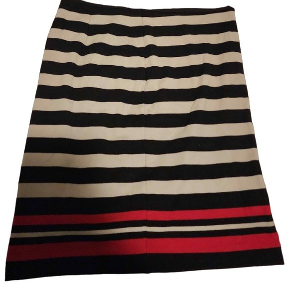 Elle Black, White, Red Striped Stretch Knit Casual Skirt - Size 14 - Picture 1 of 2